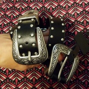 Nwt forever 21 double buckle western belt black